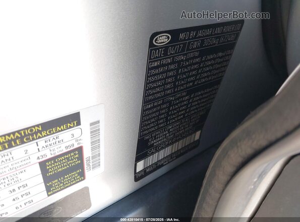 SALGR2FK4HA349363 2017 LAND ROVER RANGE ROVER Silver 