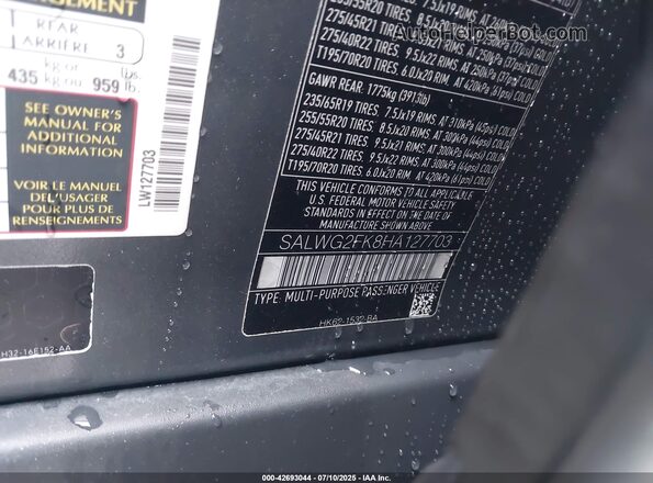 SALWG2FK8HA127703 2017 LAND ROVER RANGE ROVER SPORT Gray Engine compartment view