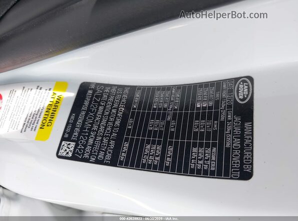 SALZJ2FX0MH126427 2021 LAND ROVER RANGE ROVER EVOQUE White Вид підкапотного простору