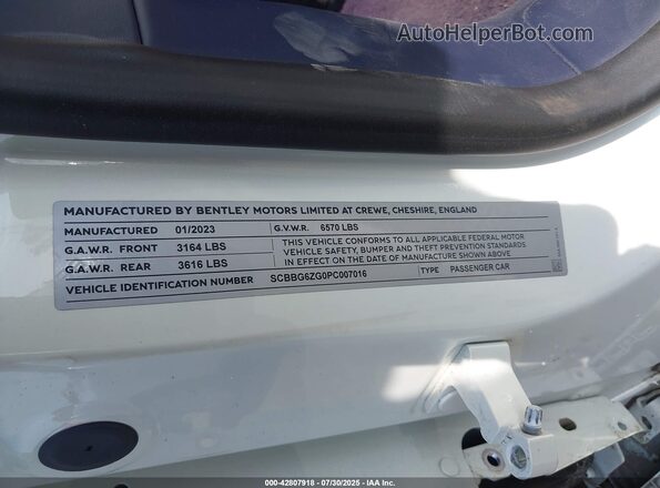 SCBBG6ZG0PC007016 2023 BENTLEY OTHER White ძრავის განყოფილების ხედი