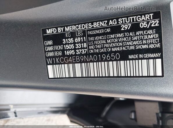 W1KCG4EB9NA019650 2022 MERCEDES-BENZ EQS SEDAN Gray ძრავის განყოფილების ხედი