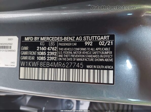 W1KWF8EB4MR627745 2021 MERCEDES-BENZ C-CLASS Gray Widok komory silnika