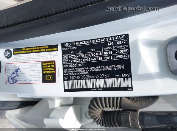 W1N0G8DB3MV322767 2021 MERCEDES-BENZ GLC 300 White Вид підкапотного простору