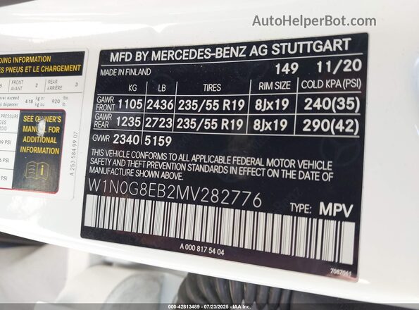 W1N0G8EB2MV282776 2021 MERCEDES-BENZ GLC 300 Белый Вид подкапотного пространства