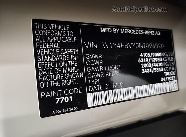 W1Y4EBVY0NT096520 2022 MERCEDES-BENZ SPRINTER  
