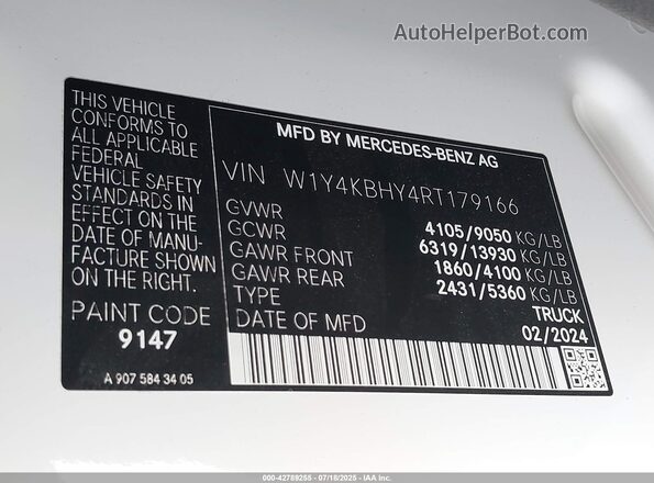 W1Y4KBHY4RT179166 2024 MERCEDES-BENZ SPRINTER White Engine compartment view