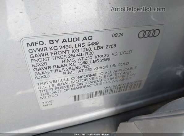 WA15AAFY1S2020488 2025 AUDI Q5 Silver Вид підкапотного простору