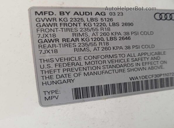WA1DECF30P1107280 2023 AUDI Q3  Vista frontal