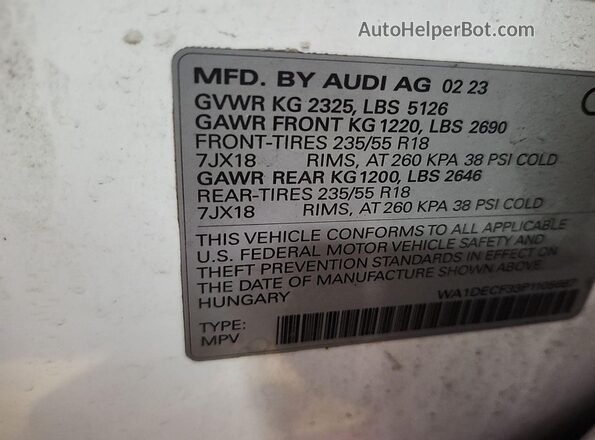 WA1DECF33P1105667 2023 AUDI Q3  