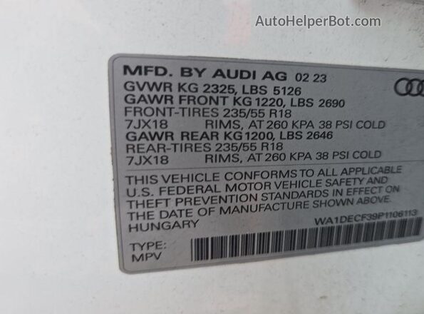 WA1DECF39P1106113 2023 AUDI Q3  