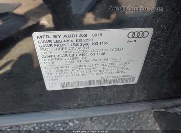 WA1ECCFS9HR006422 2017 AUDI Q3 Black 
