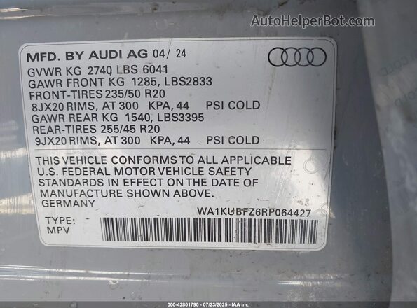 WA1KUBFZ6RP064427 2024 AUDI Q4 Gray Engine compartment view