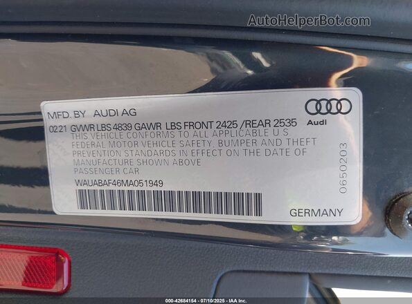 WAUABAF46MA051949 2021 AUDI OTHER Gray Engine compartment view