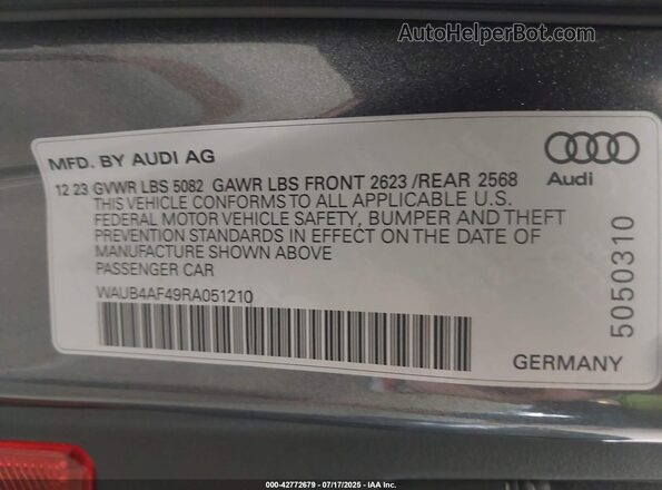 WAUB4AF49RA051210 2024 AUDI S4 Gray 