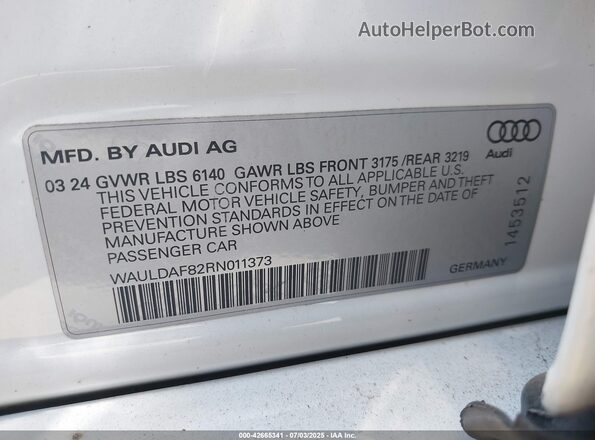 WAULDAF82RN011373 2024 AUDI OTHER White Widok komory silnika