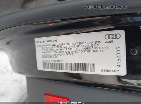 WAURFBF26SN022033 2025 AUDI S7 Black ძრავის განყოფილების ხედი