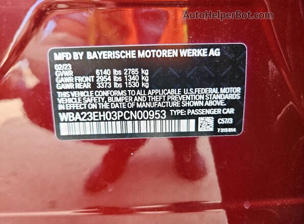 WBA23EH03PCN00953 2023 BMW 7 SERIES Maroon 