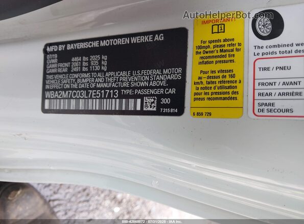 WBA2M7C03L7E51713 2020 BMW 2 SERIES White Engine compartment view