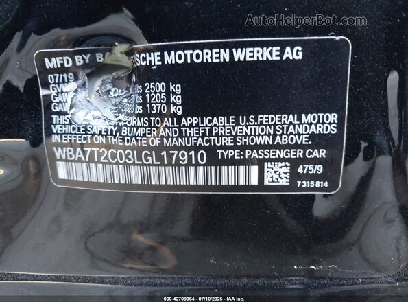 WBA7T2C03LGL17910 2020 BMW 7 SERIES Черный Вид подкапотного пространства