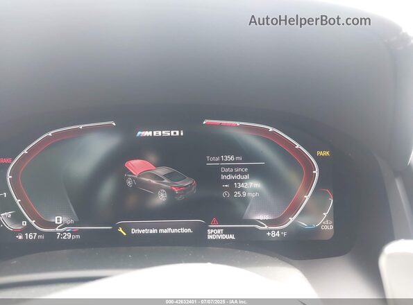 WBABC4C03SCU31272 2025 BMW M8 Gray Вид задніх сидінь