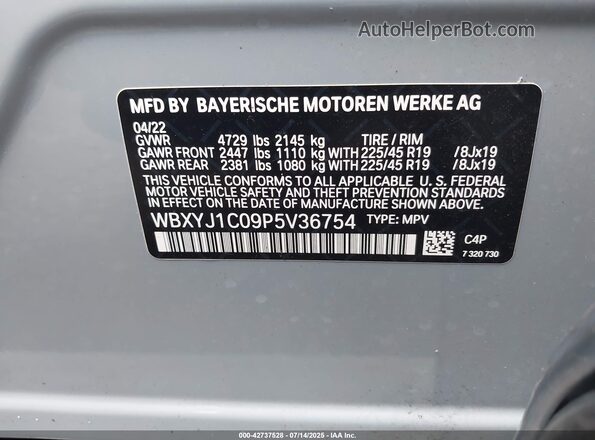 WBXYJ1C09P5V36754 2023 BMW X2 Белый Вид подкапотного пространства