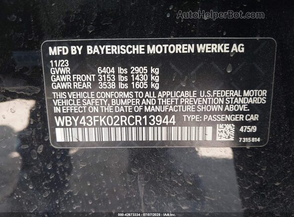 WBY43FK02RCR13944 2024 BMW OTHER Black Widok komory silnika