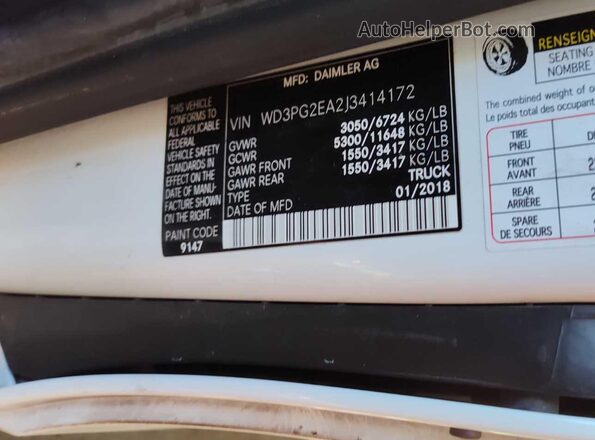 WD3PG2EA2J3414172 2018 MERCEDES-BENZ METRIS  