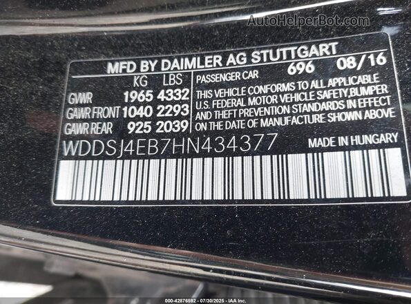 WDDSJ4EB7HN434377 2017 MERCEDES-BENZ CLA 250 Черный 