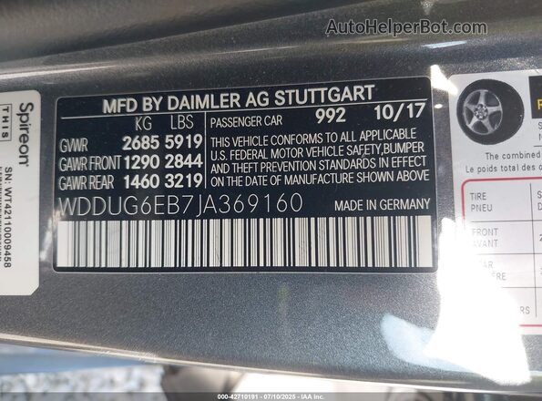 WDDUG6EB7JA369160 2018 MERCEDES-BENZ S-CLASS Gray Շարժիչի բաժամունքի տեսք