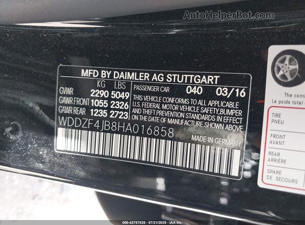 WDDZF4JB8HA016858 2017 MERCEDES-BENZ E-CLASS Black 