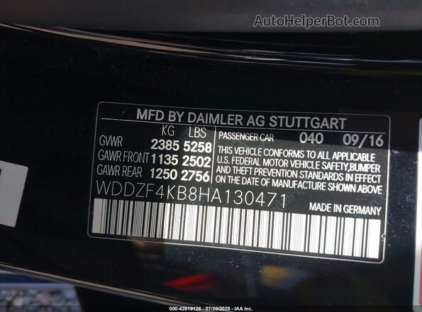 WDDZF4KB8HA130471 2017 MERCEDES-BENZ E-CLASS Black 