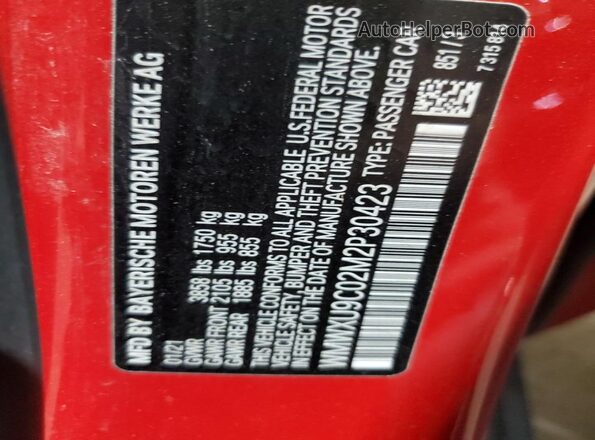 WMWXU9C02M2P30423 2021 MINI COOPER Red 