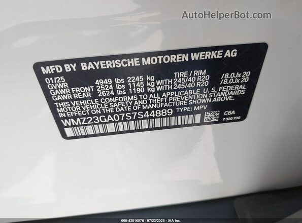WMZ23GA07S7S44889 2025 MINI COUNTRYMAN White Շարժիչի բաժամունքի տեսք