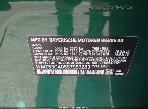 WMZ53GA05S7S83283 2025 MINI SE COUNTRYMAN Green Շարժիչի բաժամունքի տեսք