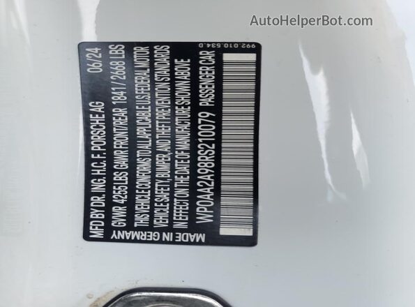 WP0AA2A98RS210079 2024 PORSCHE 911 White 
