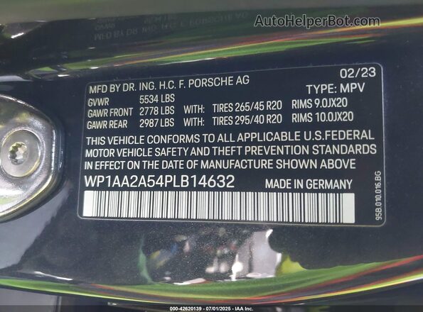 WP1AA2A54PLB14632 2023 PORSCHE MACAN Black 