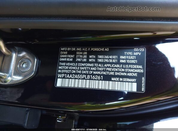 WP1AA2A55PLB16261 2023 PORSCHE MACAN Black 