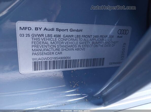 WUAGWDGY8SA909054 2025 AUDI RS3 Blue Widok komory silnika
