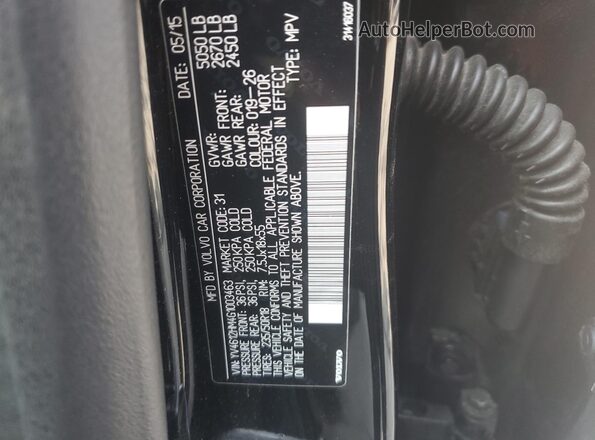 YV4612HM4G1003463 2016 VOLVO V60 Black Vista de la etiqueta del VIN