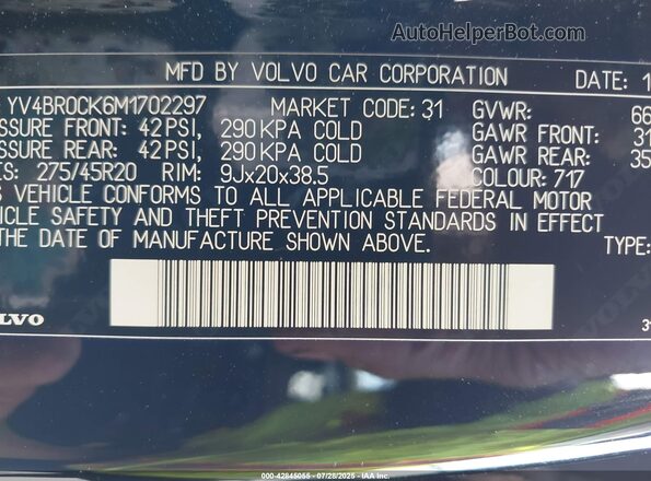 YV4BR0CK6M1702297 2021 VOLVO XC90 RECHARGE PLUG-IN HYBRID Black Widok komory silnika