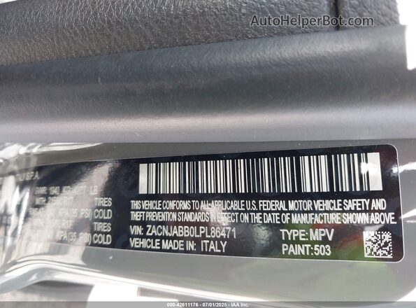 ZACNJABB0LPL86471 2020 JEEP RENEGADE Gray Շարժիչի բաժամունքի տեսք