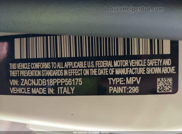 ZACNJDB18PPP56175 2023 JEEP RENEGADE White ძრავის განყოფილების ხედი