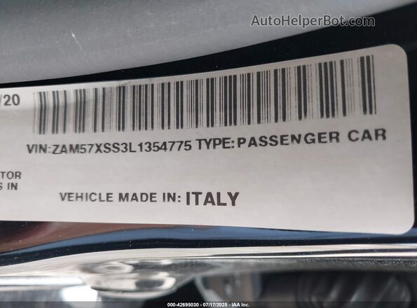 ZAM57XSS3L1354775 2020 MASERATI GHIBLI Black Engine compartment view