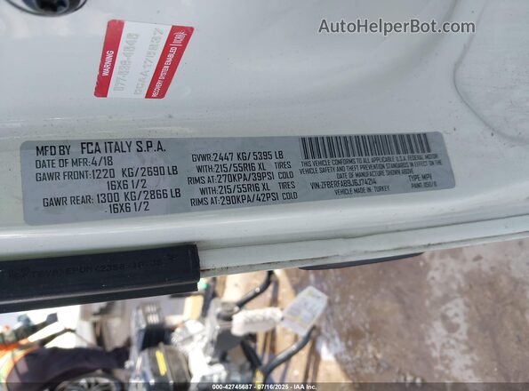 ZFBERFAB9J6J74214 2018 RAM PROMASTER CITY Белый Вид подкапотного пространства