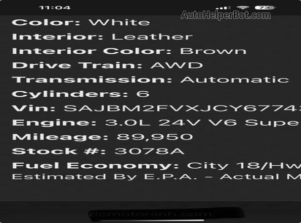 SAJBM2FVXJCY6XXX 2018 JAGUAR XF White 