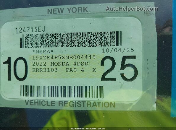 19XZE4F5XNE004445 2022 HONDA INSIGHT Blue 