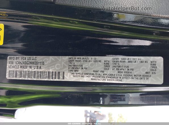 1C4HJXDG2NW201113 2022 JEEP WRANGLER UNLIMITED Black Widok komory silnika