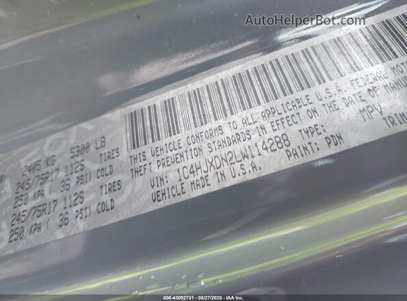 1C4HJXDN2LW114288 2020 JEEP WRANGLER UNLIMITED Серый Вид подкапотного пространства