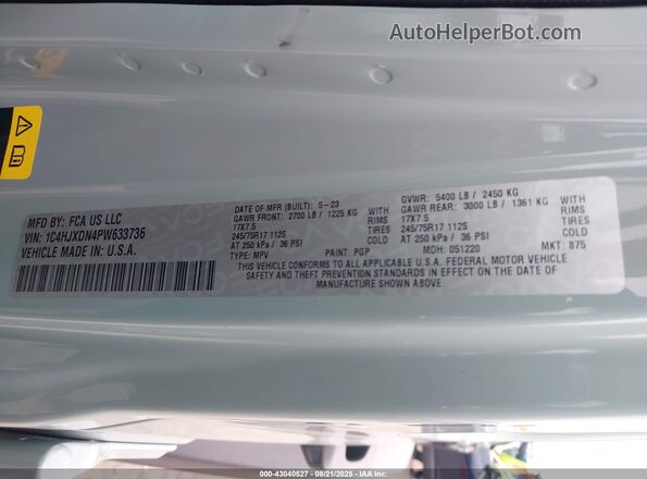 1C4HJXDN4PW633736 2023 JEEP WRANGLER Light Blue Widok komory silnika