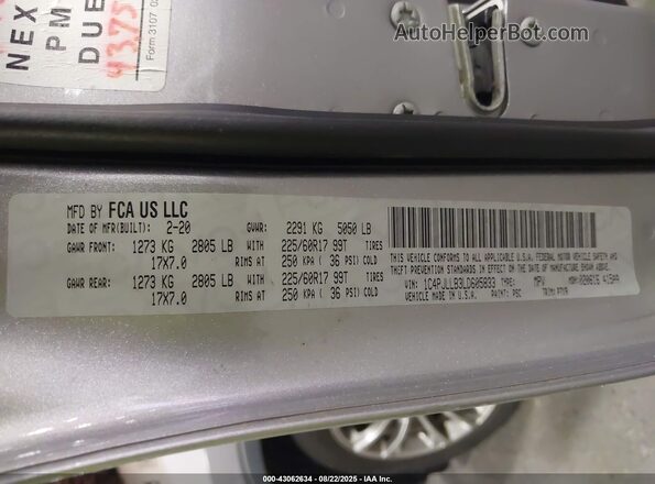 1C4PJLLB3LD605833 2020 JEEP CHEROKEE Silver Շարժիչի բաժամունքի տեսք